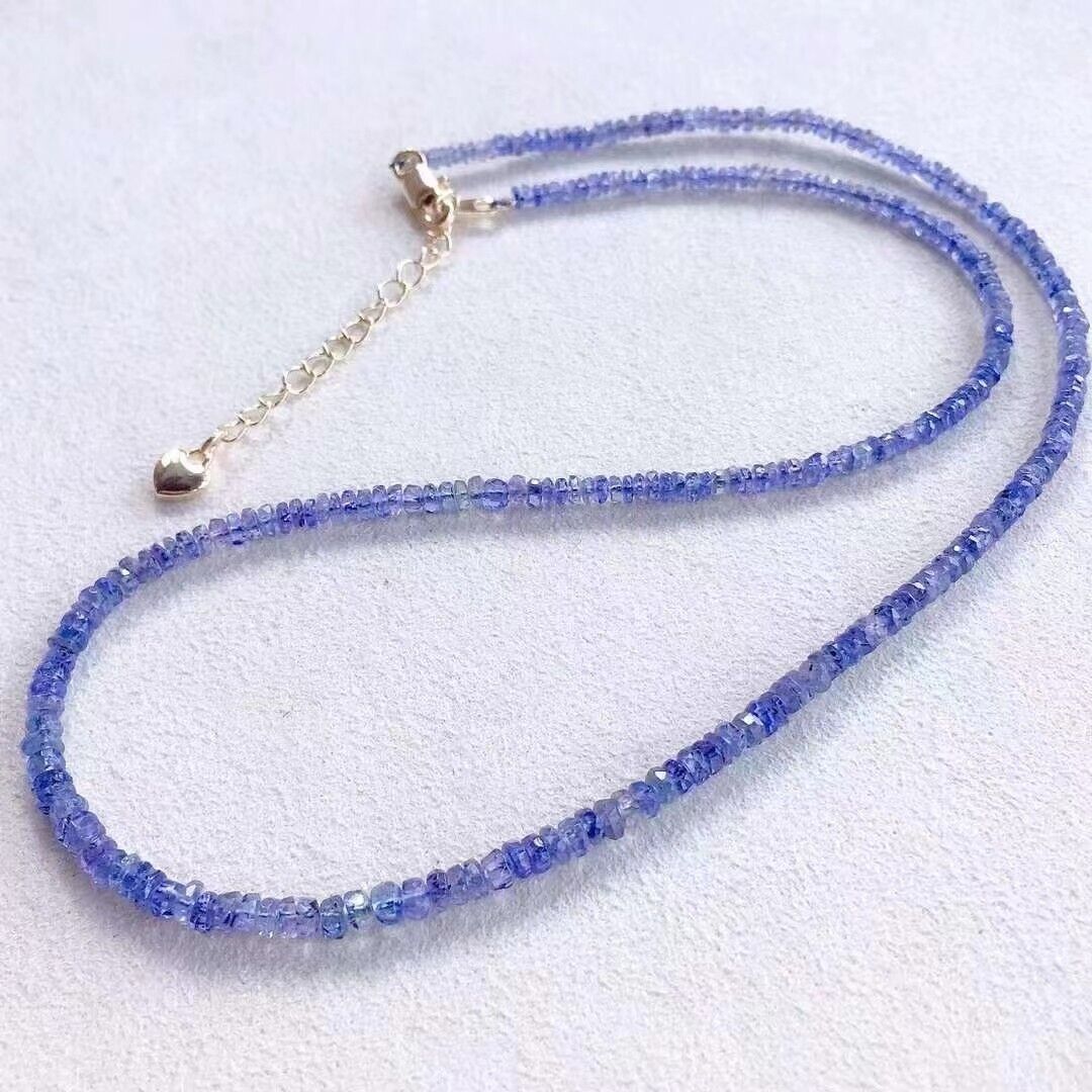 Natural Tanzania Tanzanite Gemstone Clear Beads Necklace AAAAA