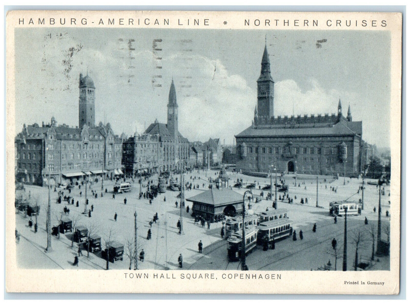 1930 Reliance Steamer Cruise Hamburg American Line Town Hall Copenhagen Postcard