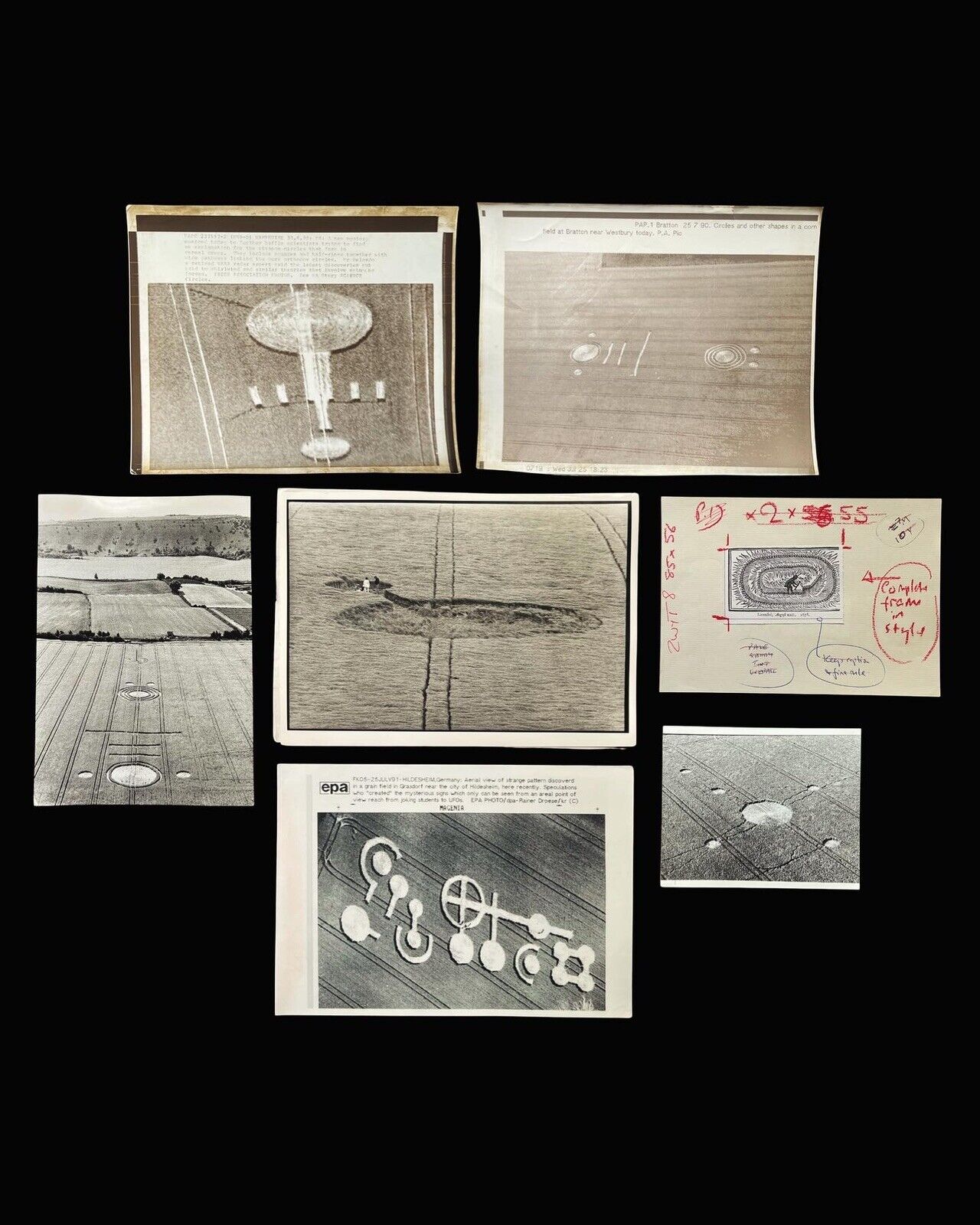 Collection of Vintage Crop Circle Press Photographs