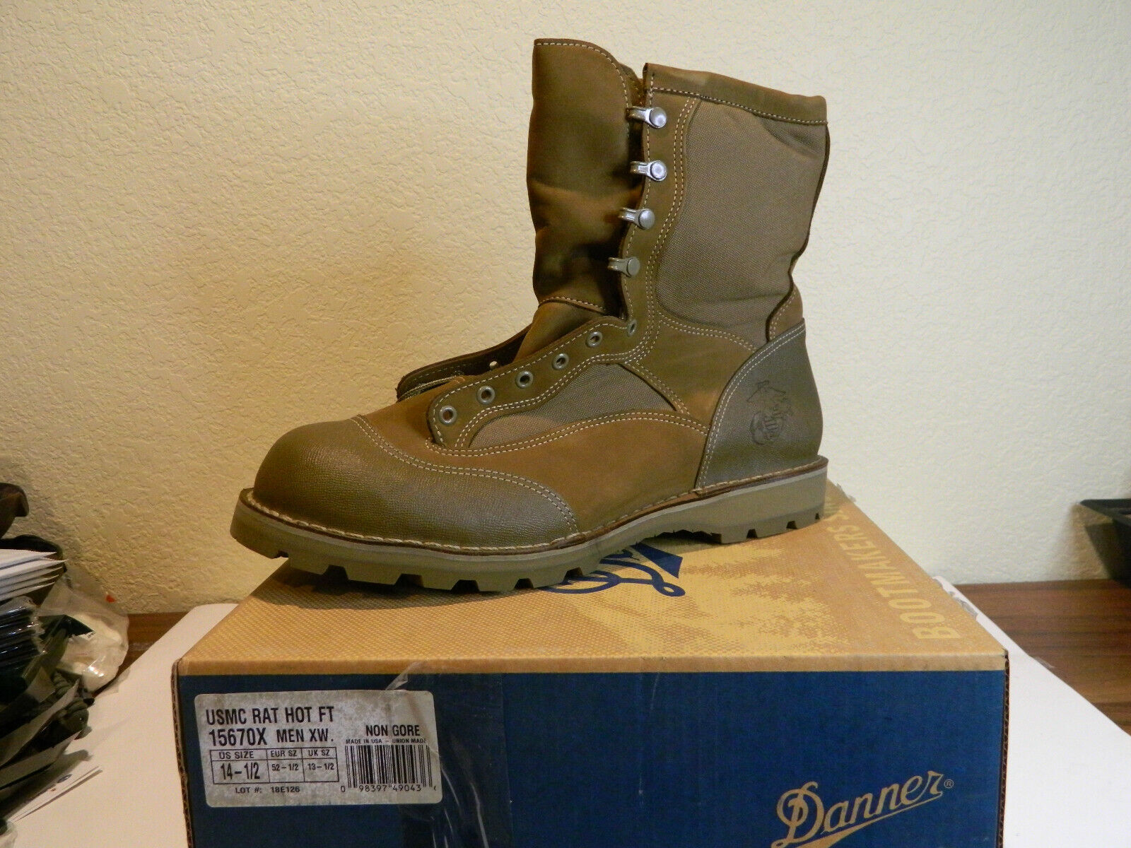 NEW USMC DANNER Rat Duty Boots Mojave Hot Weather Size: 14.5 XW