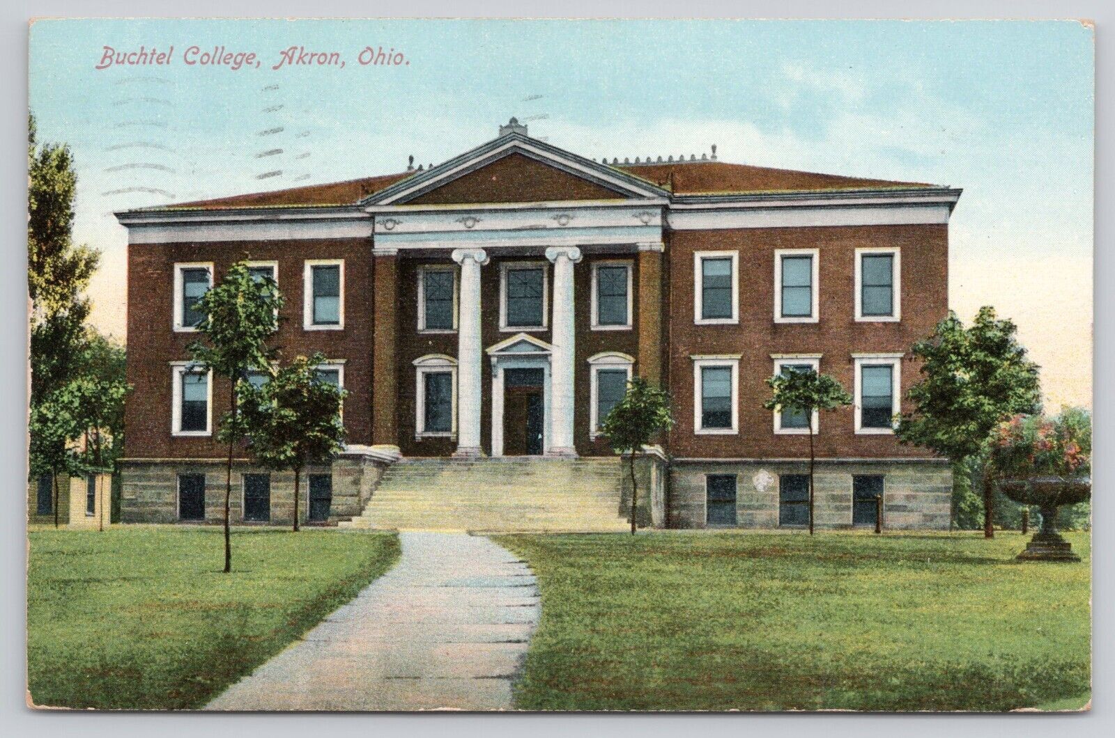 Vintage Buchtel College Akron Ohio OH Antique 1909 Postcard