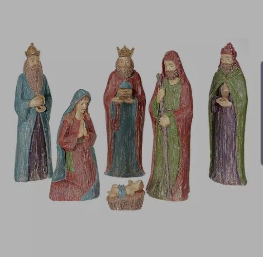 Vintage Discontinued Kirkland's 6 Piece Jewel Toned Nativity Set