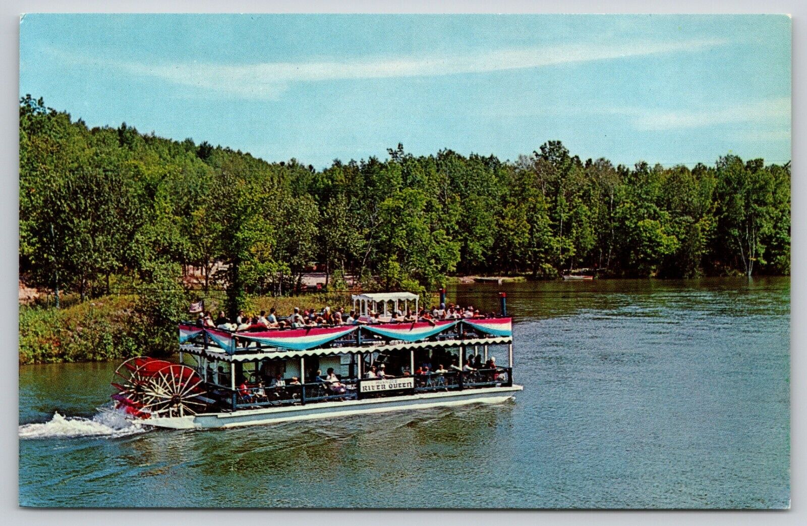 Postcard MI East Tawas The River Queen Paddle Wheel Boat Au Sable River UNP A34