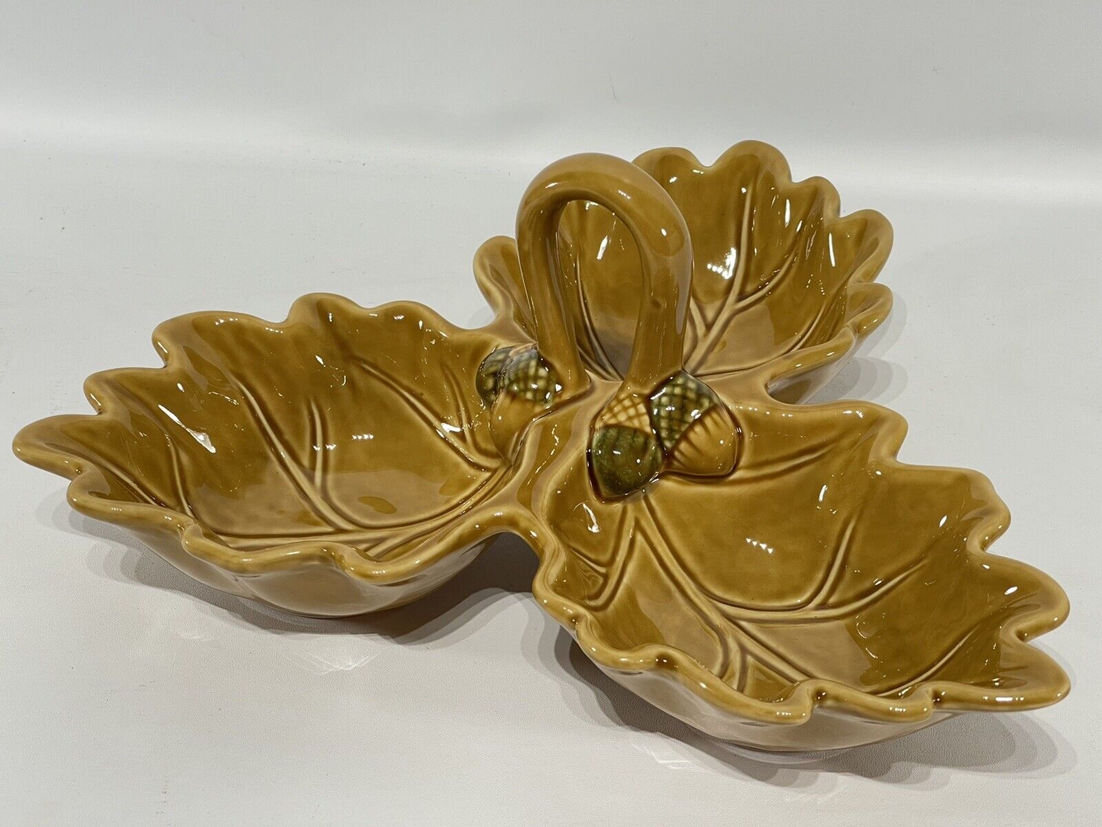 Roscher & Co Tidbit Tray Oak and Acorn Collection Stoneware Candy Olive Nut Dish