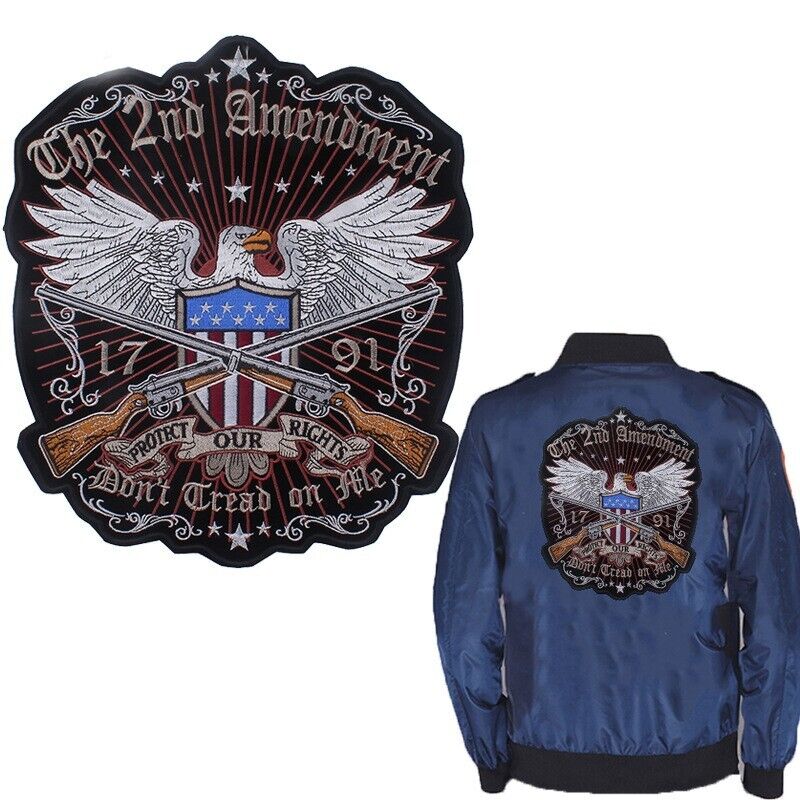 Large Patriotic The 2nd Amendment, Don't Tread On Me American Eagle Biker Patch
