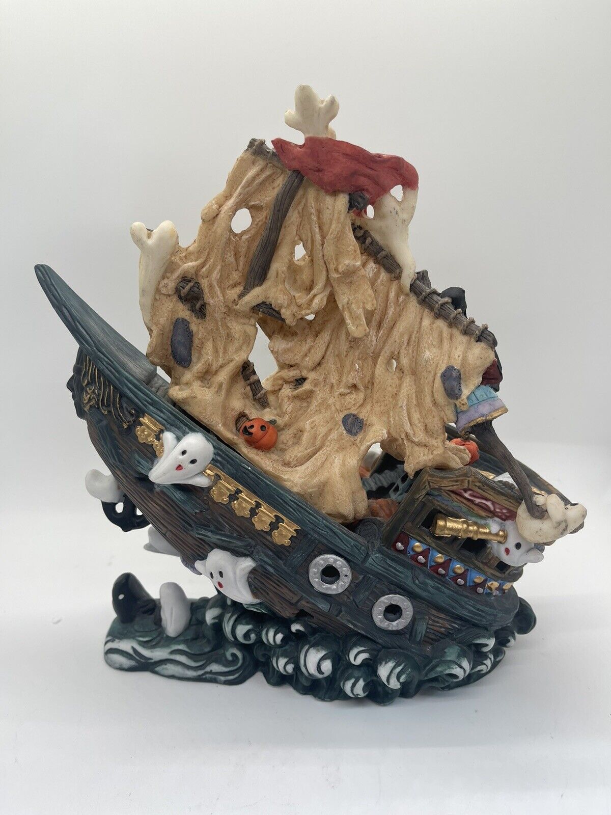 Spooky Hollow~Halloween Pirate Ghost Ship~Lighted Porcelain Village~1998