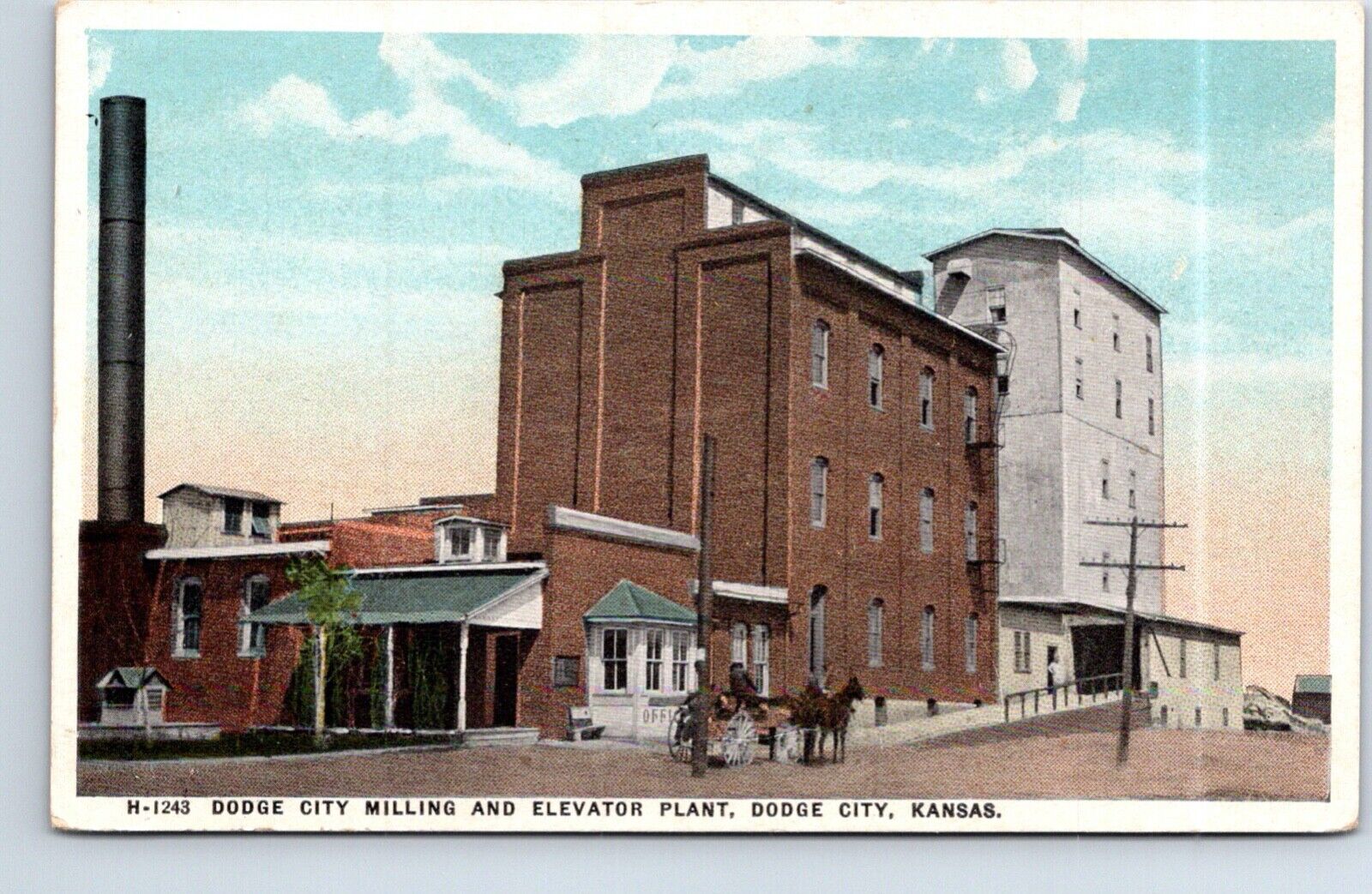 Fred Harvey Postcard Kansas Dodge City Milling & Elevator Plant