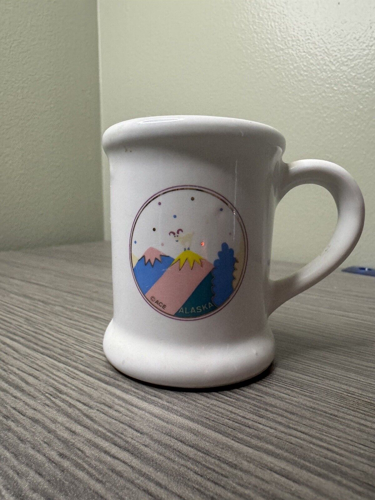 Vintage Miniature Alaska Souvenir Mug - Colorful Mountain Design