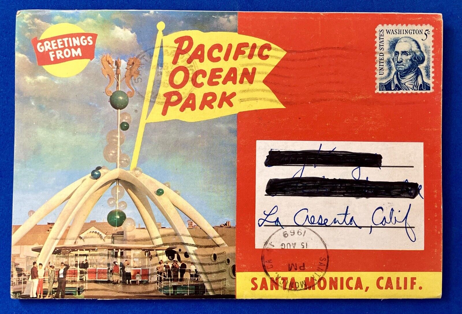 POP ~ GREETINGS FROM PACIFIC OCEAN PARK~ SANTA MONICA, CA ~ postcard folder~1969