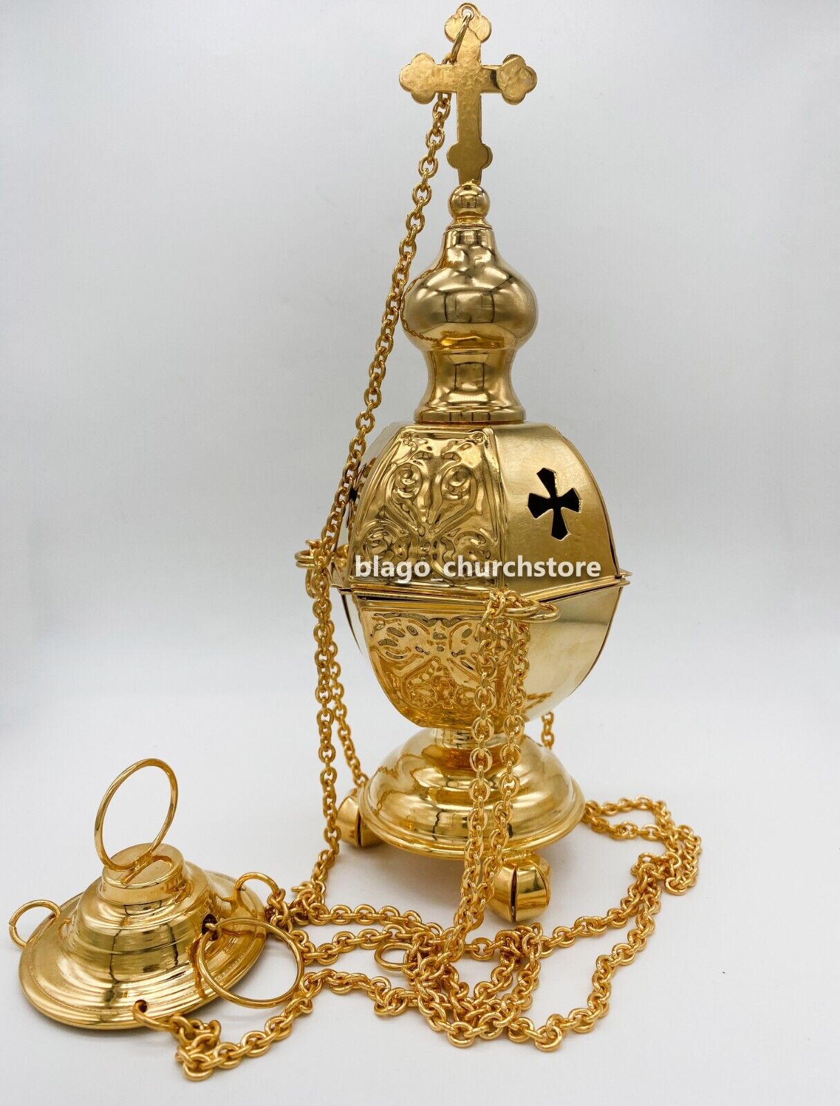 Church Christian Brass Gilded Brass Orthodox Incense 10.62\