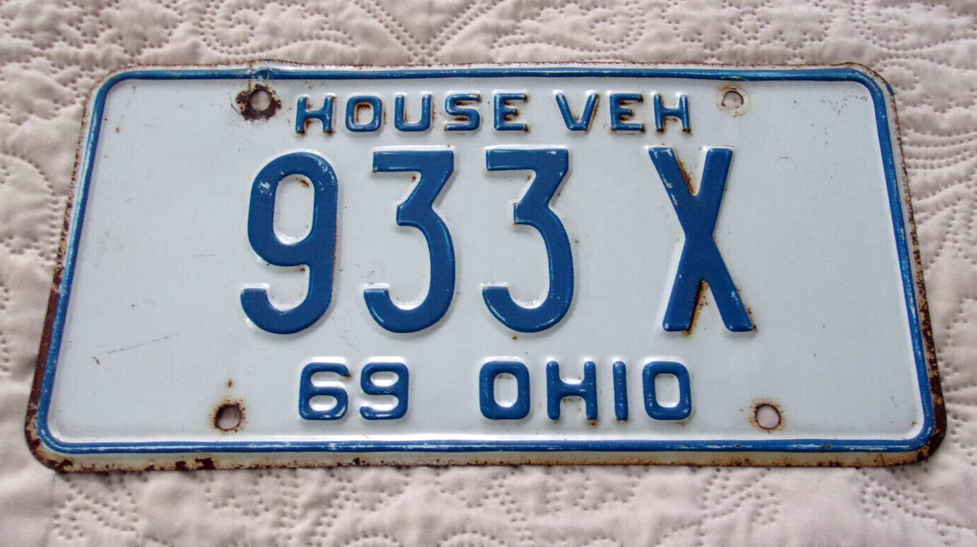 Vintage EXTRA FINE 1969 OHIO RV License Plate