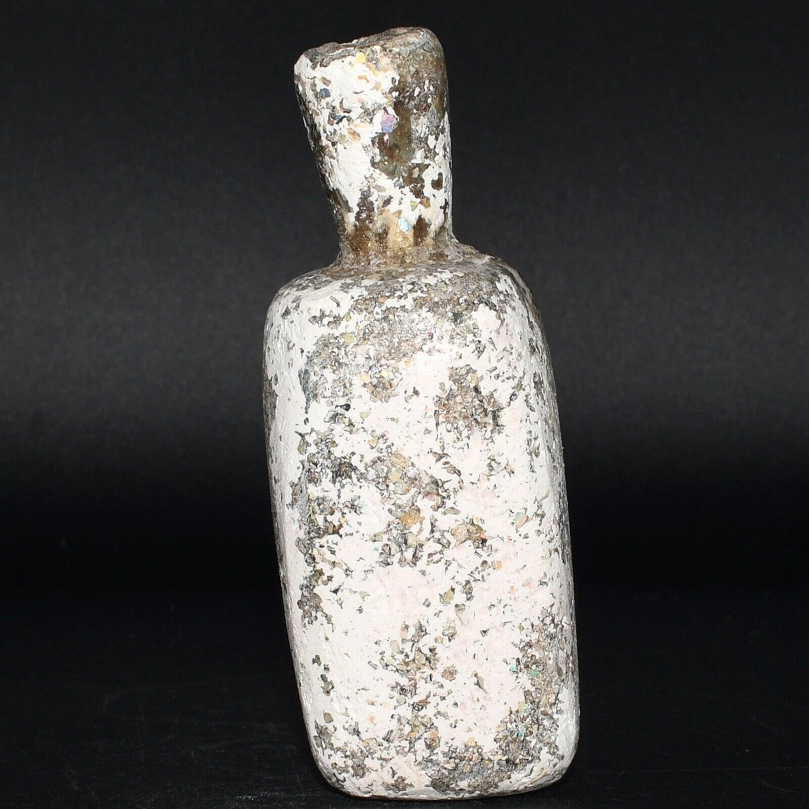 Genuine Ancient Roman Glass Bottle Vial with White Patina Circa 1st Century AD