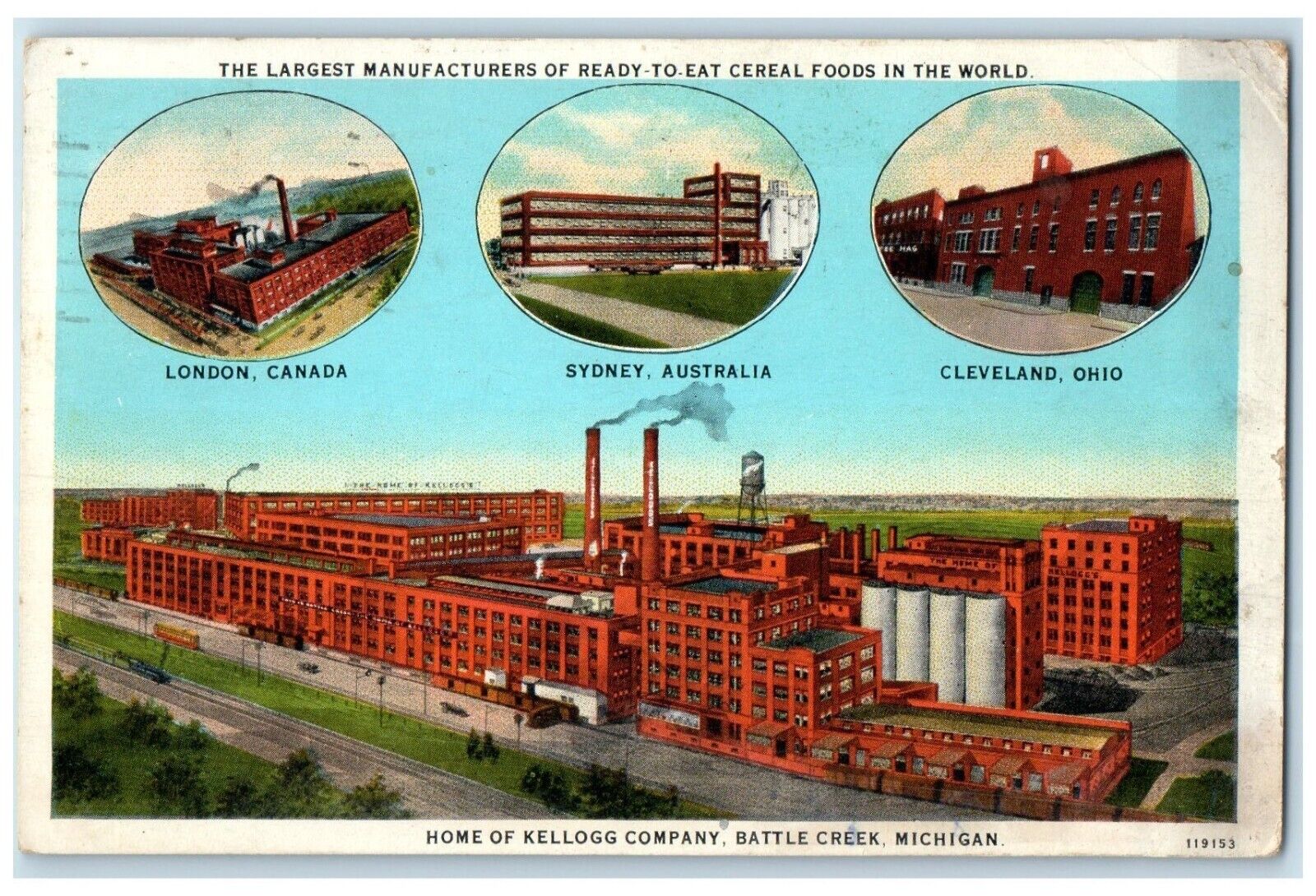 1930 Home Kellogg Company Multiview Exterior Battle Creek Michigan MI Postcard