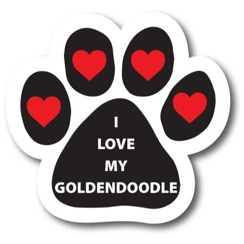 I Love My Goldendoodle Pawprint Car Magnet 5