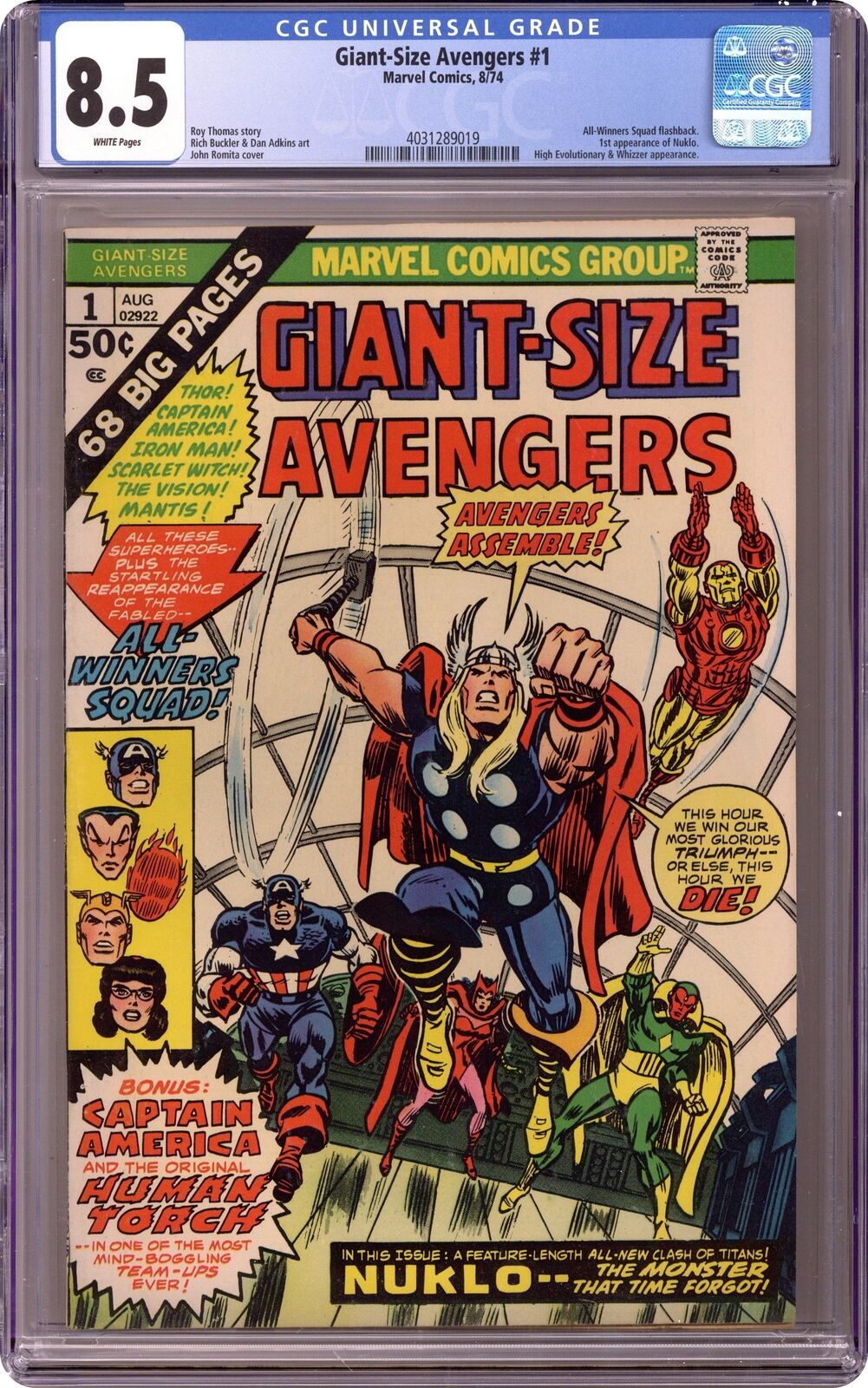 Giant Size Avengers #1 CGC 8.5 1974 4031289019