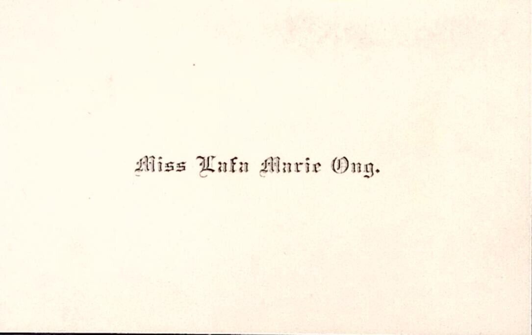 c1880 VICTORIAN CALLING CARD  MISS LAFA MARIE ONG. MERRY XMAS NEW YEAR P4407