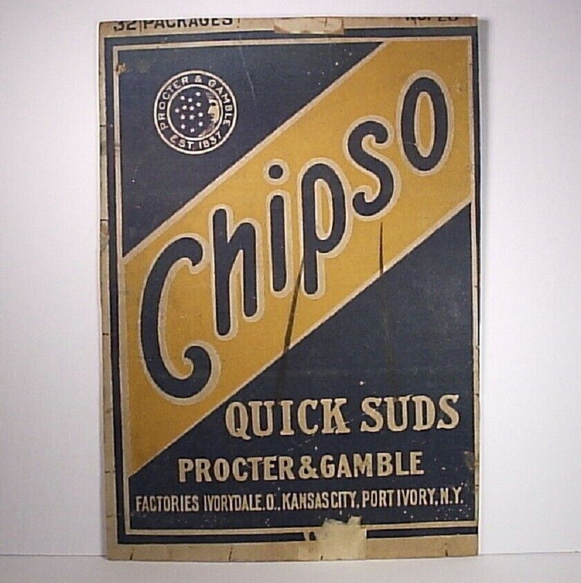Vintage Advertising CHIPSO Quick Suds Cardboard Sign Late 30\'s Early 40\'s
