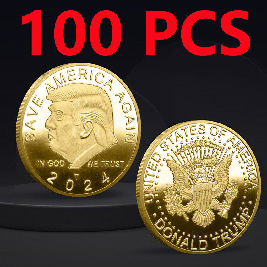 100PCS MAGA King Commemorative 45Th President Donald Trump Coin Gold Plated