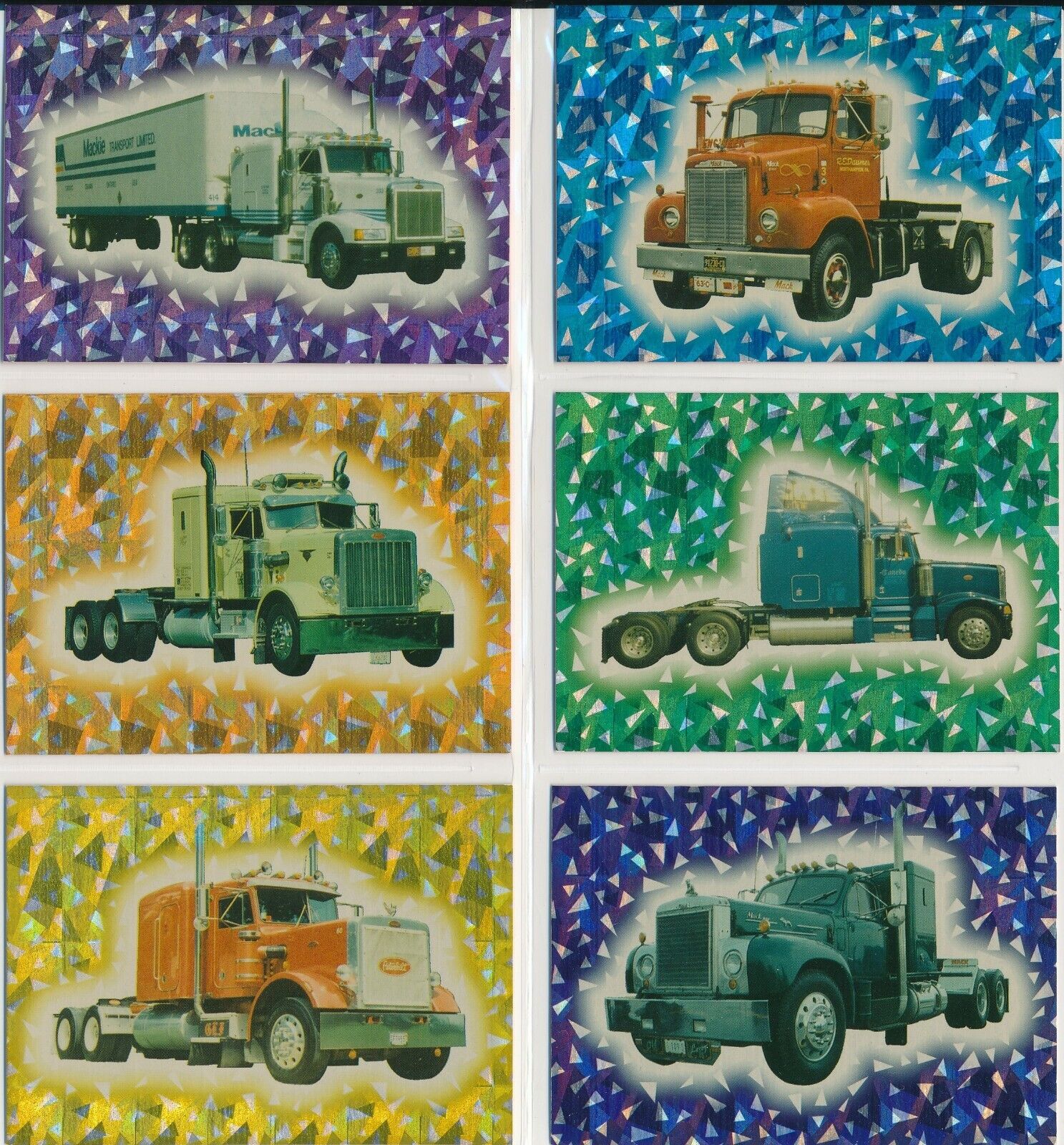 1995 BON AIR 18 WHEELERS SERIES TWO PRISM CARD SET OF (6) CARDS #P7-12
