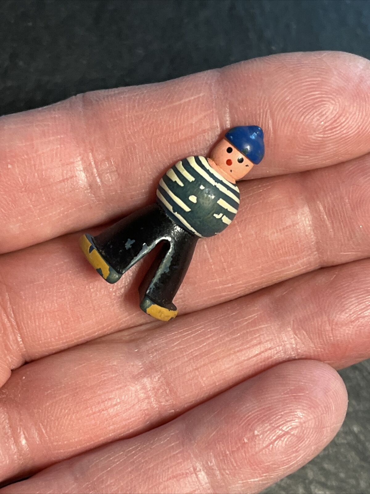 Vintage 1920’s 1930’s Sailor Wooden Button Child Novelty Hand Painted