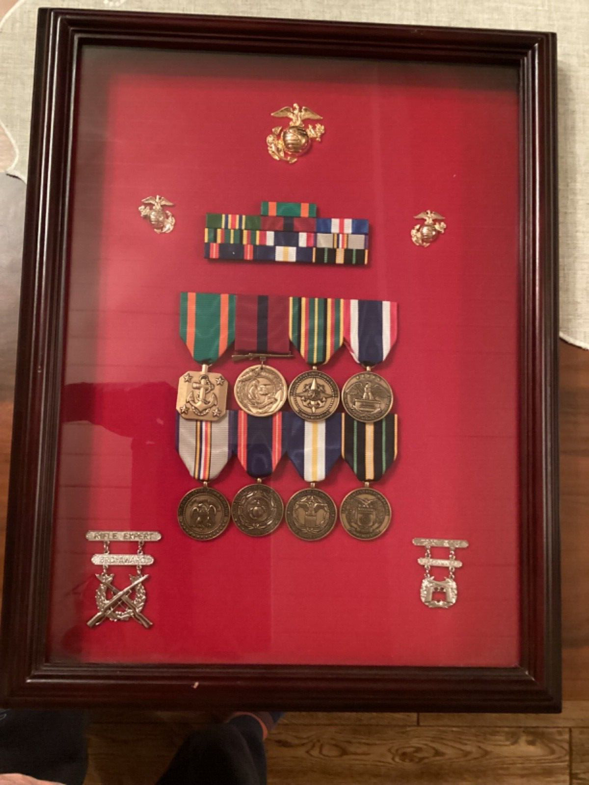 USMC Cold War Era Vet Military Medals Shadow Box