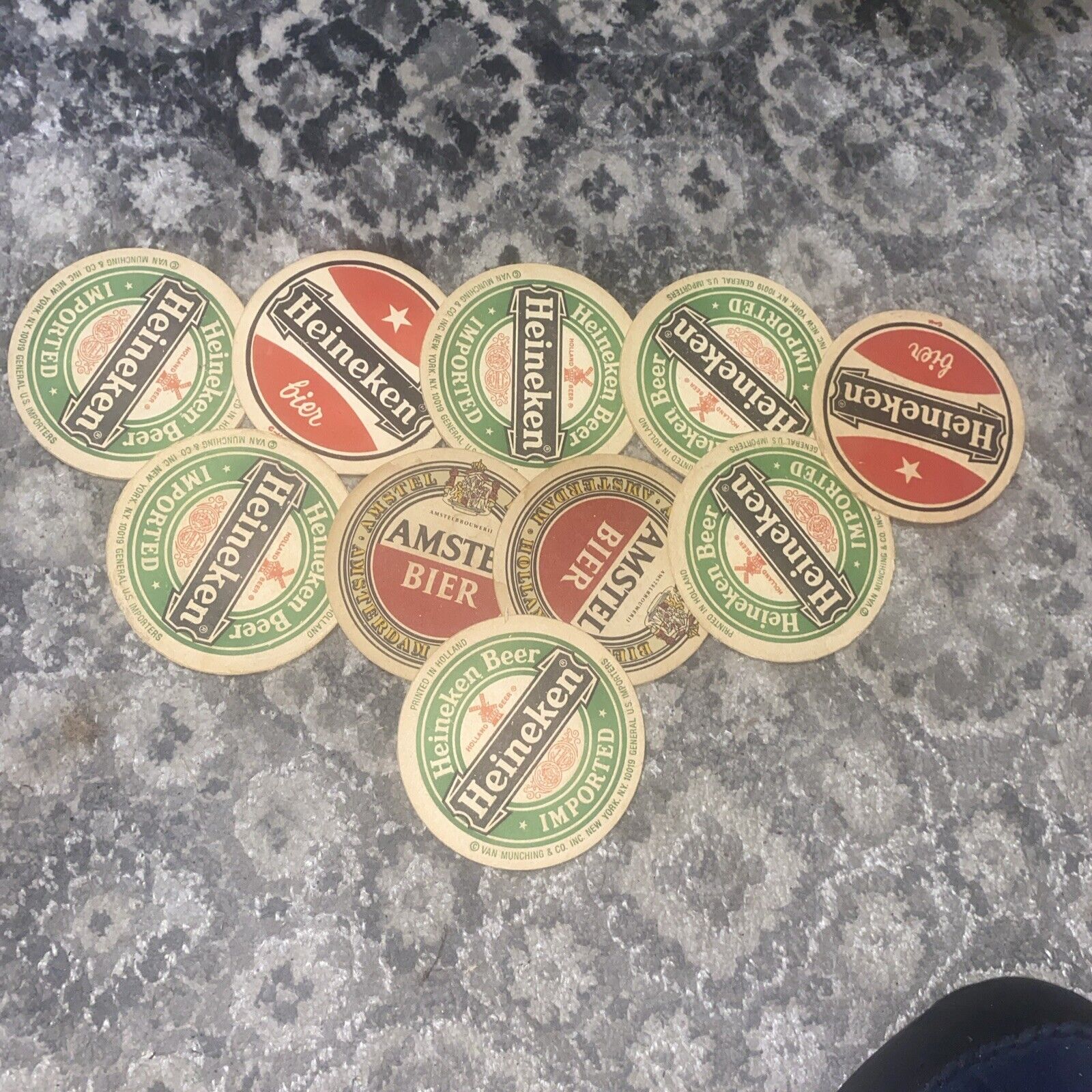Lot of 10 Vintage Heineken Beer Coasters, Printed In Holland, Double Sided NOS