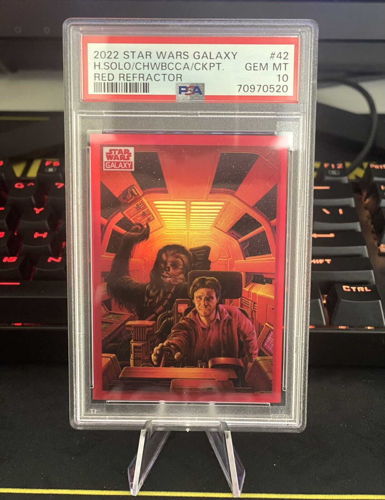 2022 Topps Star Wars Chrome Galaxy Han Solo & Chewbacca RED /5 COLOR MATCH 