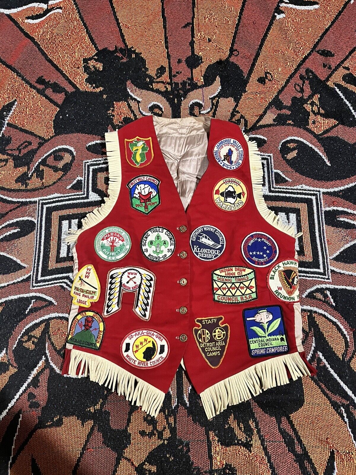 Vintage 1950s Boy Scouts Vest 36 Patches RARE