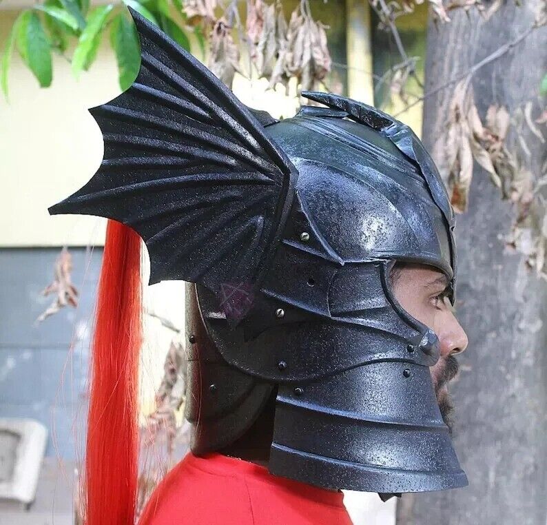 Medieval Daemon Targaryen Helmet Armor Viking Helmet Steel Aching Black Helmet