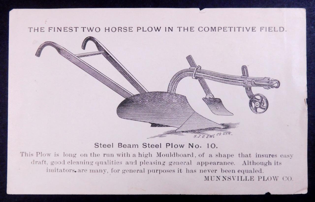 1890\'s Munnsville Plow Co. NY Steel Beam Steel Plow No 10 Ad Flier Vic-s5