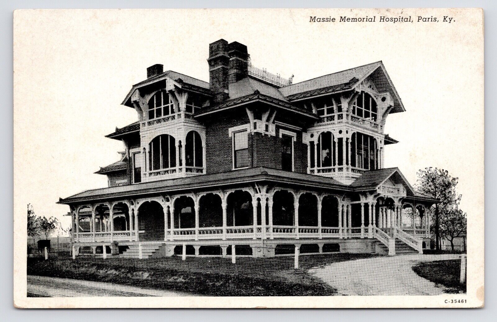 c1915~Paris Kentucky KY~Massie Memorial Hospital~Street View~Antique Postcard