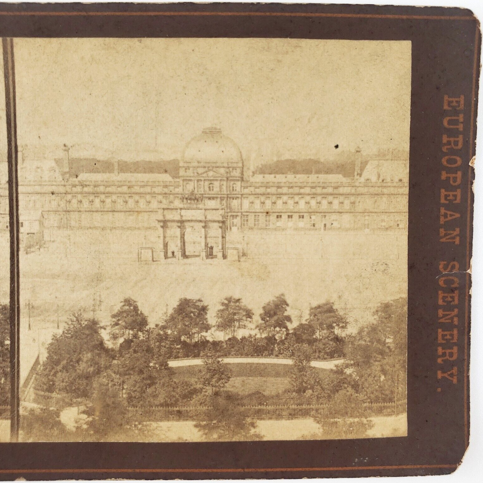 Paris Tuileries Palace Louvre Stereoview c1880 French Museum Park Street FR F843