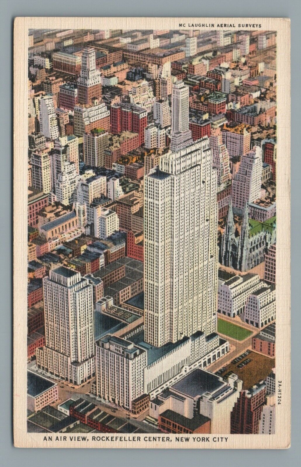 Air View of Rockefeller Center, New York City NY, Vintage Postcard