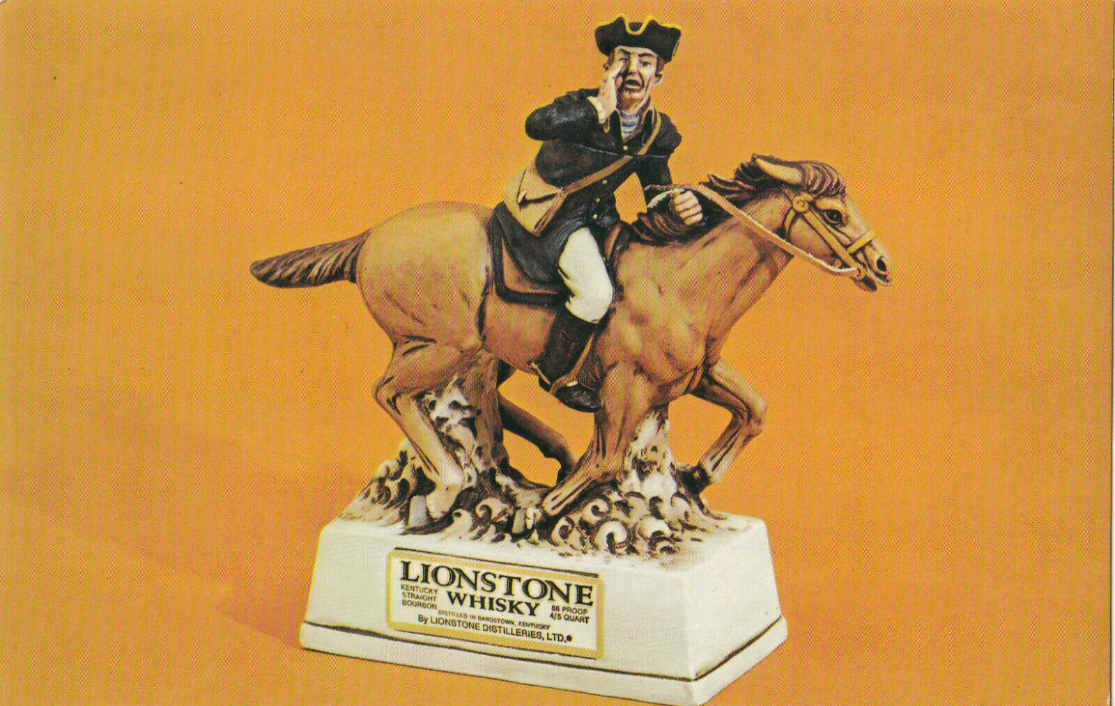 1975 KY LIONSTONE DISTILLERIES Ltd Advertising PAUL REVERE Whisky BottlePOSTCARD