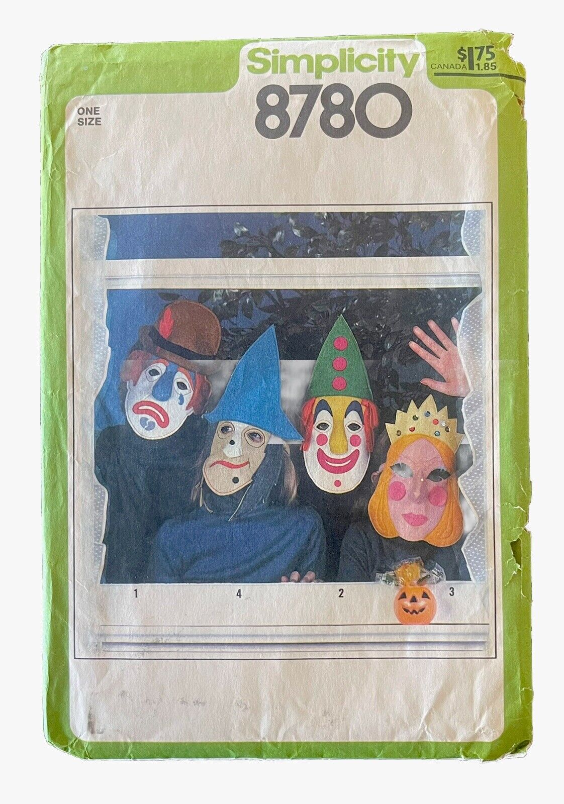 Vintage ORIGINAL 1970s Simplicity Halloween Mask Pattern 8780
