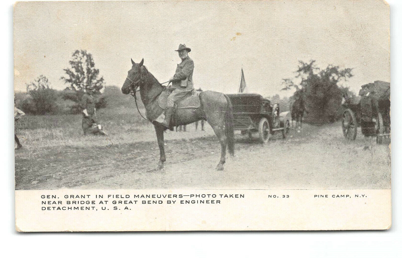 New York-Pine Camp-Military-General Grant-Field Maneuvers-Horse-Antique Postcard