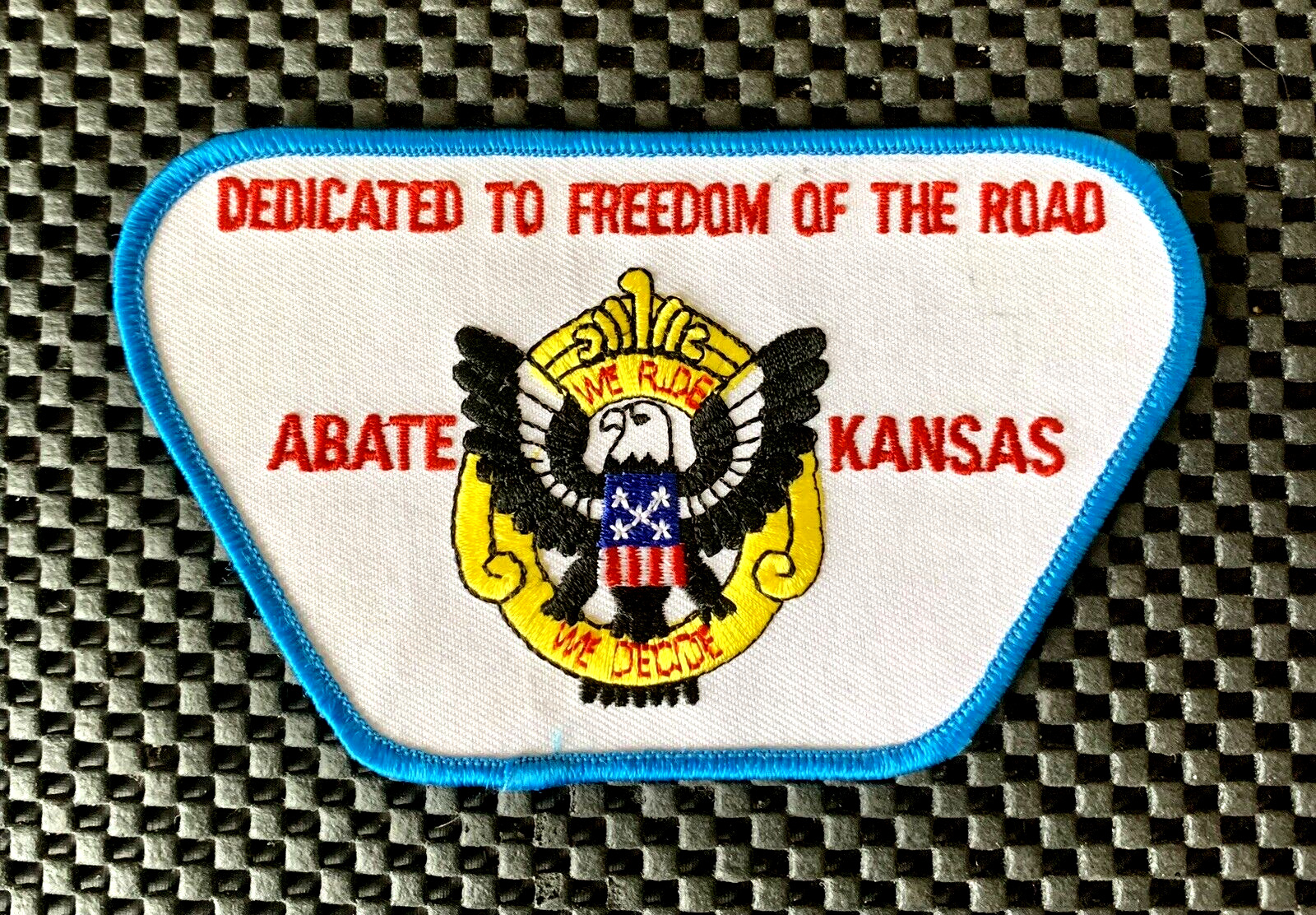 ABATE KANSAS MOTORCYCLE LOBBYIST EMBROIDERED SEW ON PATCH 5 1/4\