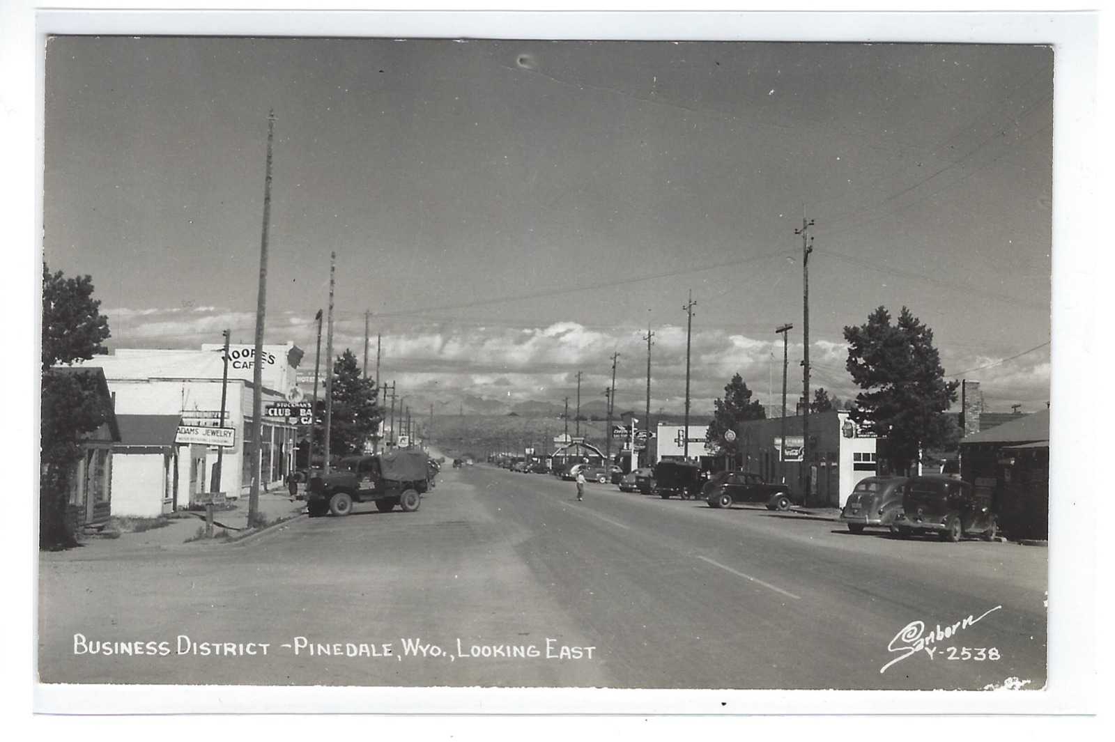 Pine Dale Wyoming Business District Street Scene Real Photo Postcard WY RPPC
