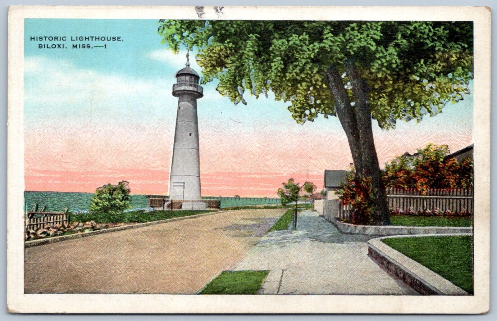 Postcard MS Biloxi Mississippi Historic Lighthouse EC Kropp MS25