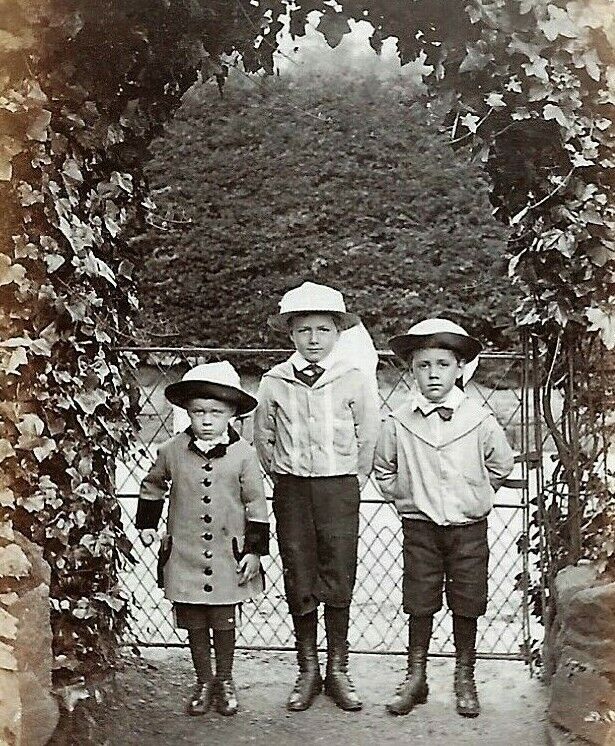 Victorian CDV Photo Boys Children Fashion Garden Arbor Archway Hedge 1880s-90s