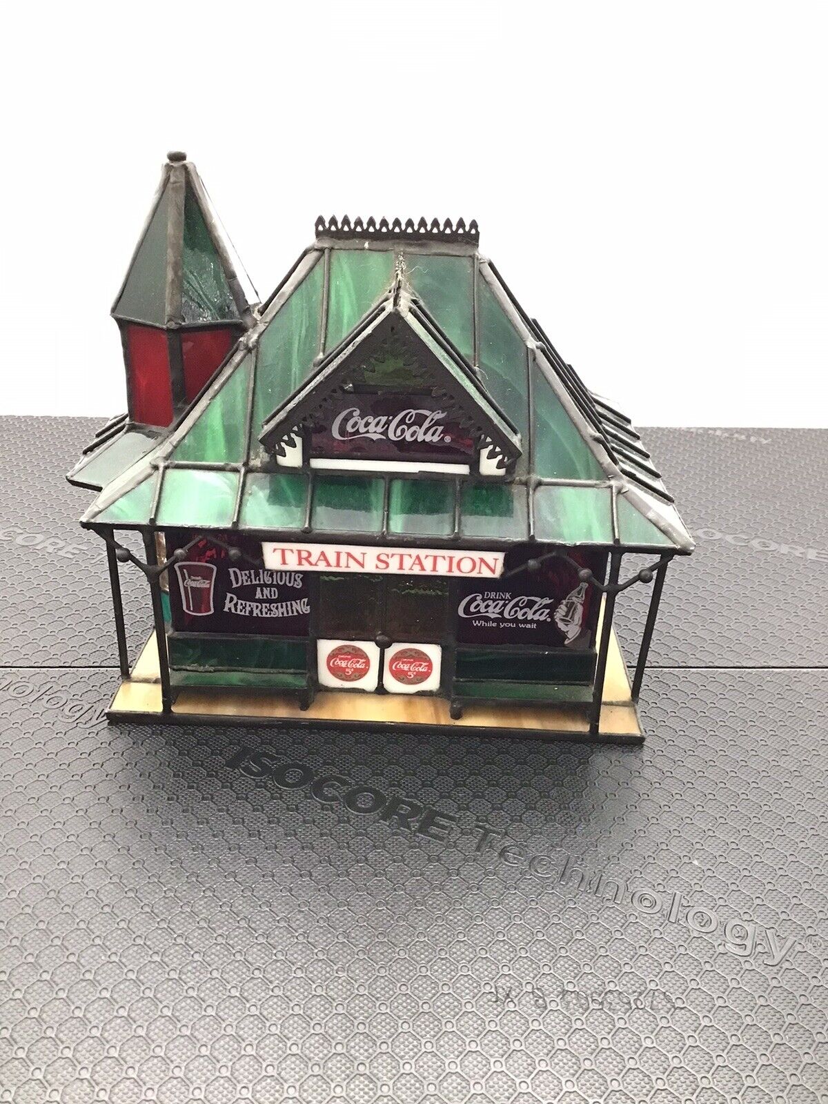 Franklin Mint Coca-Cola Stained Glass Train Station - 1997 No Box 