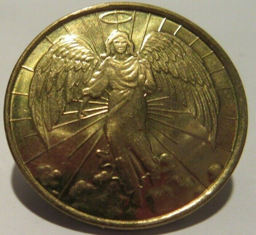 Alcoholics Anonymous Angel gold toned  Medallion Recovery AA Token chip coin 