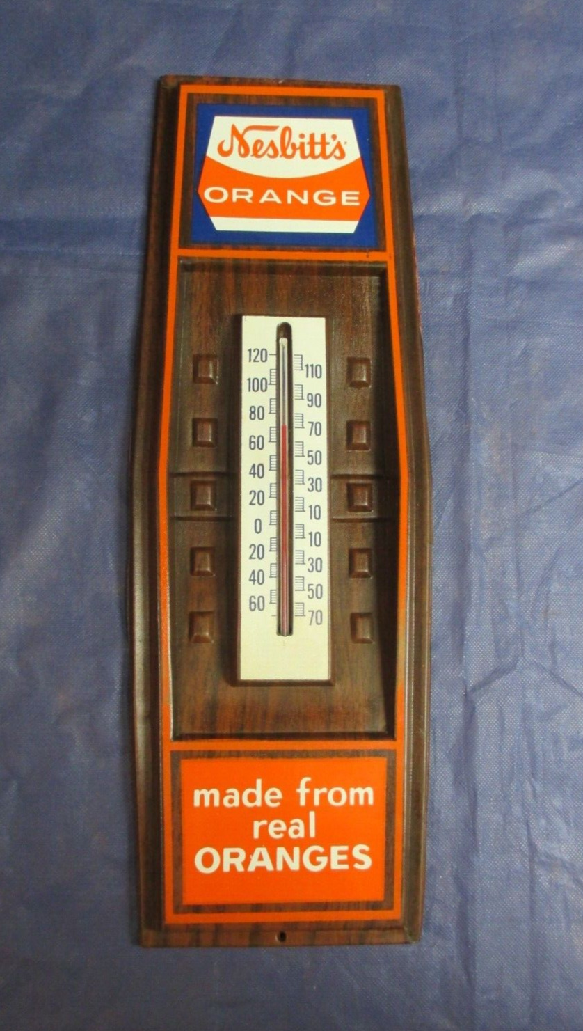 Vintage NESBITT'S ORANGE Thermometer Vacuum Formed and Molded Soda Sign ~ SWEET
