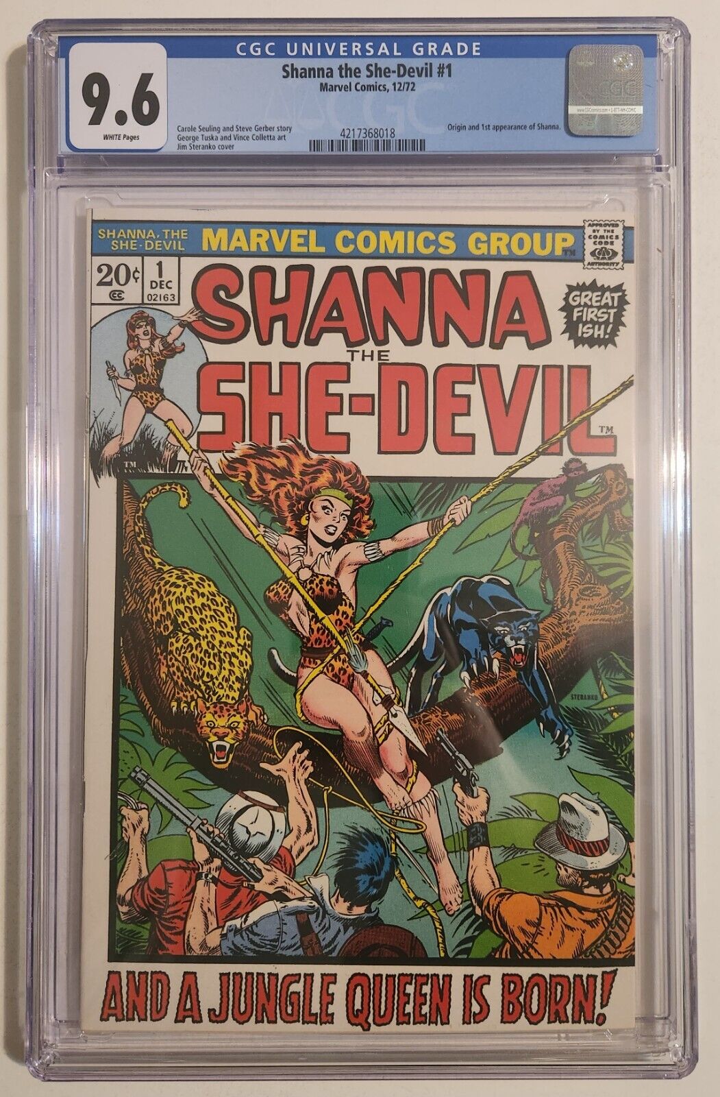 Shanna the She-Devil #1 (1972, Marvel) CGC 9.6 NM+ White Pages 1st App of Shanna