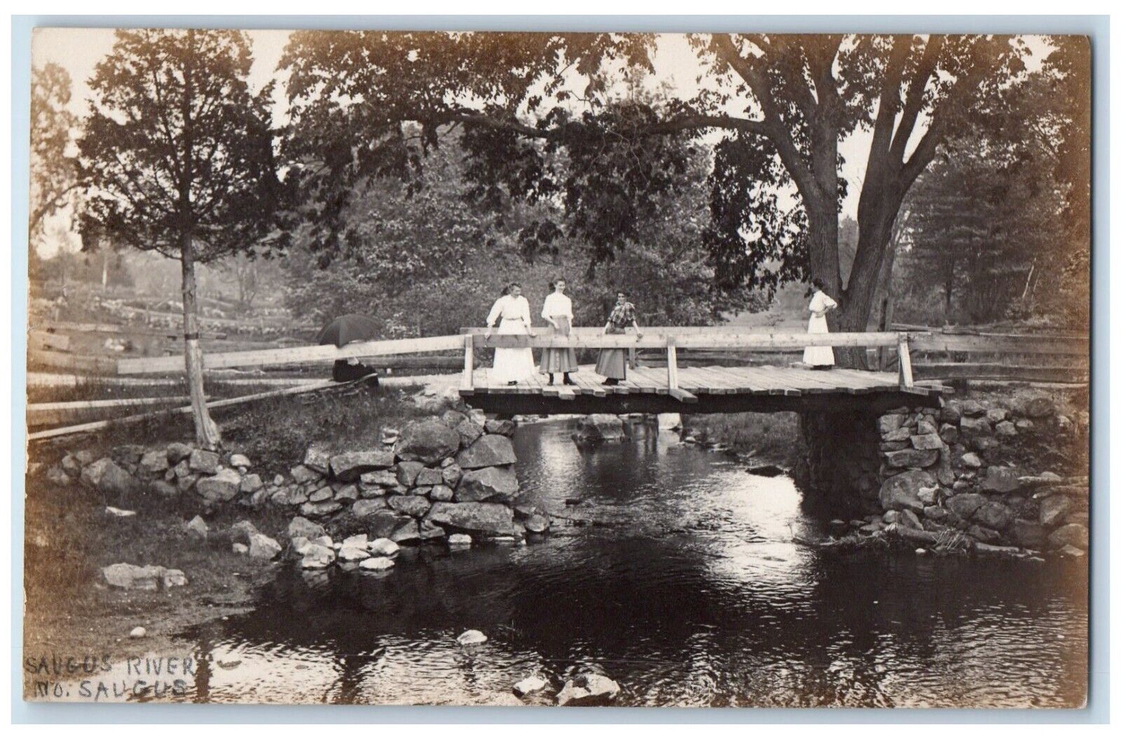 c1910\'s Saugus River Bridge Wakefield Massachusetts MA RPPC Photo Postcard