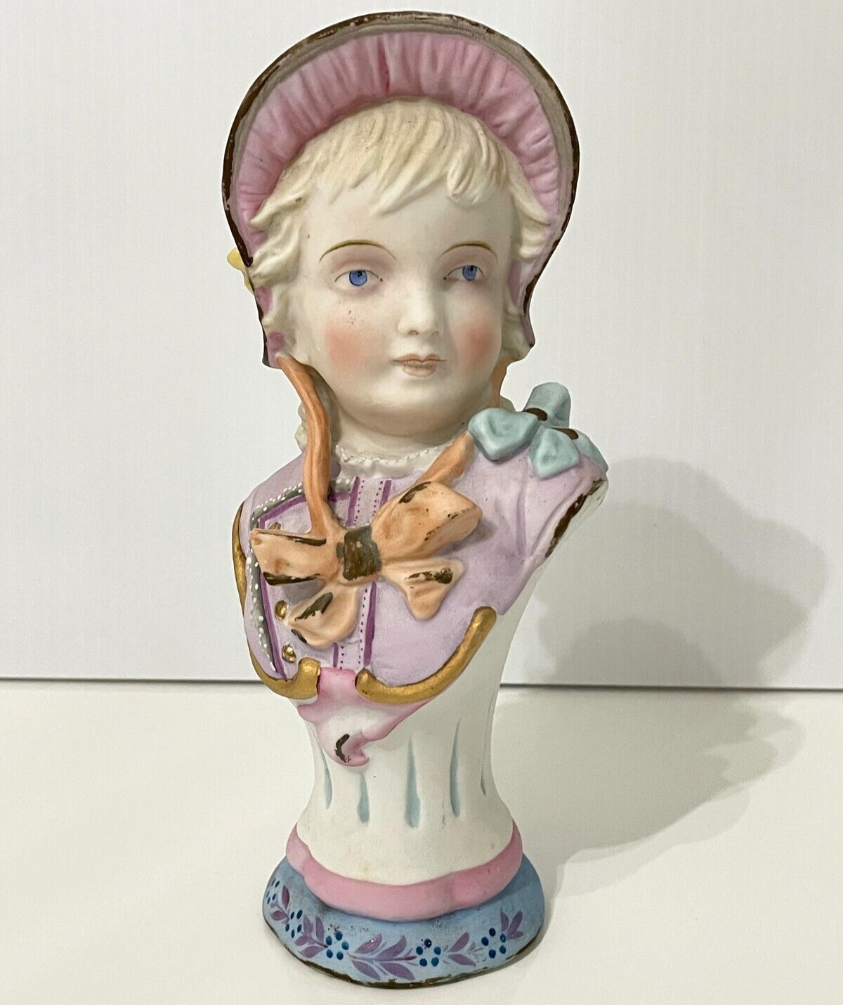 VTG German Bisque Bust Hand Painted Gilt Lady Girl 8\