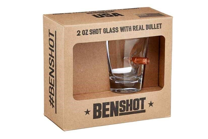 Original BenShot Bulletproof Shot Glass w/ Real Bullet Groomsmen Military Gift