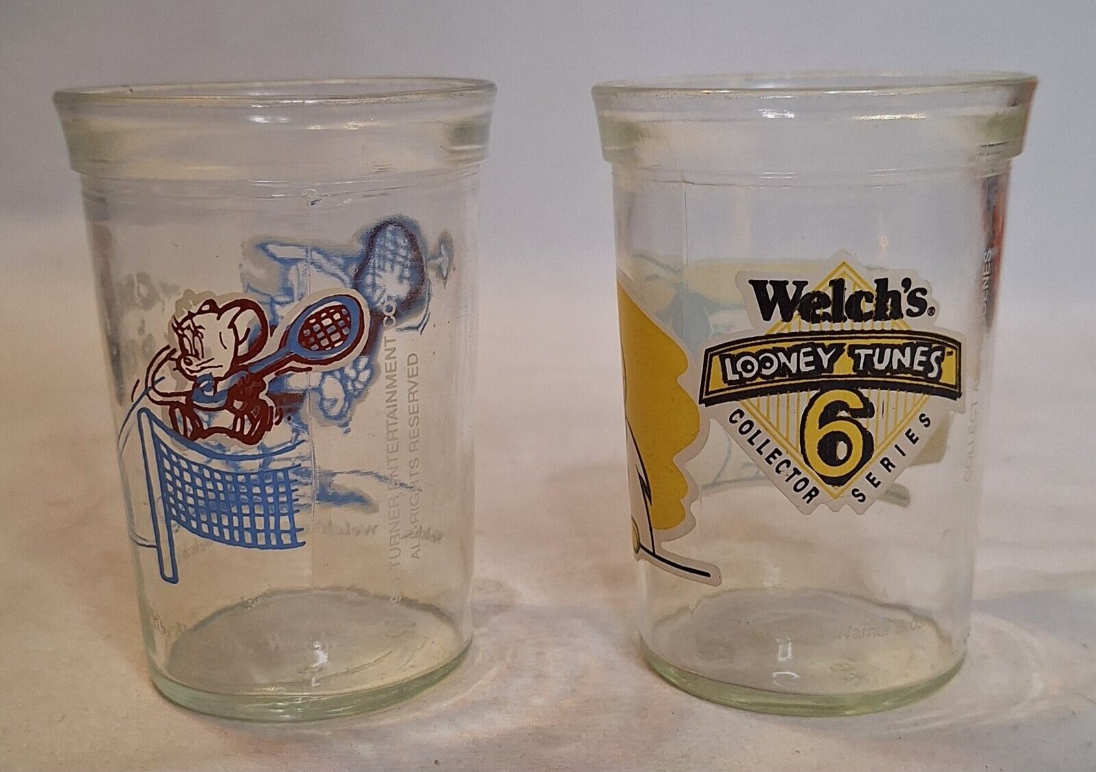 Two Vintage Welch's Glasses Tom & Jerry | Selvester & Tweety Bird