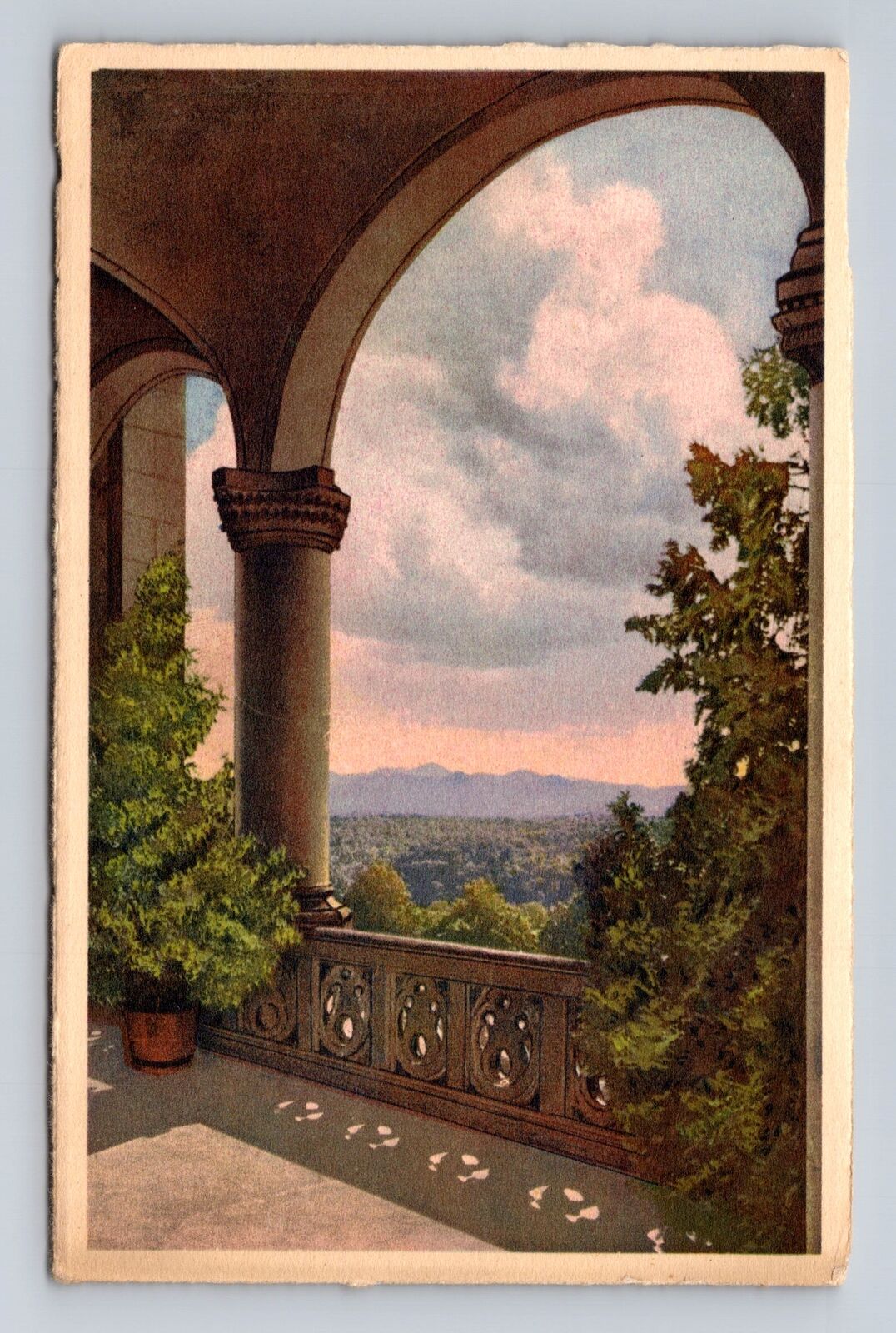 Biltmore NC-North Carolina, Pisgah And Rat From West Loggia, Vintage Postcard
