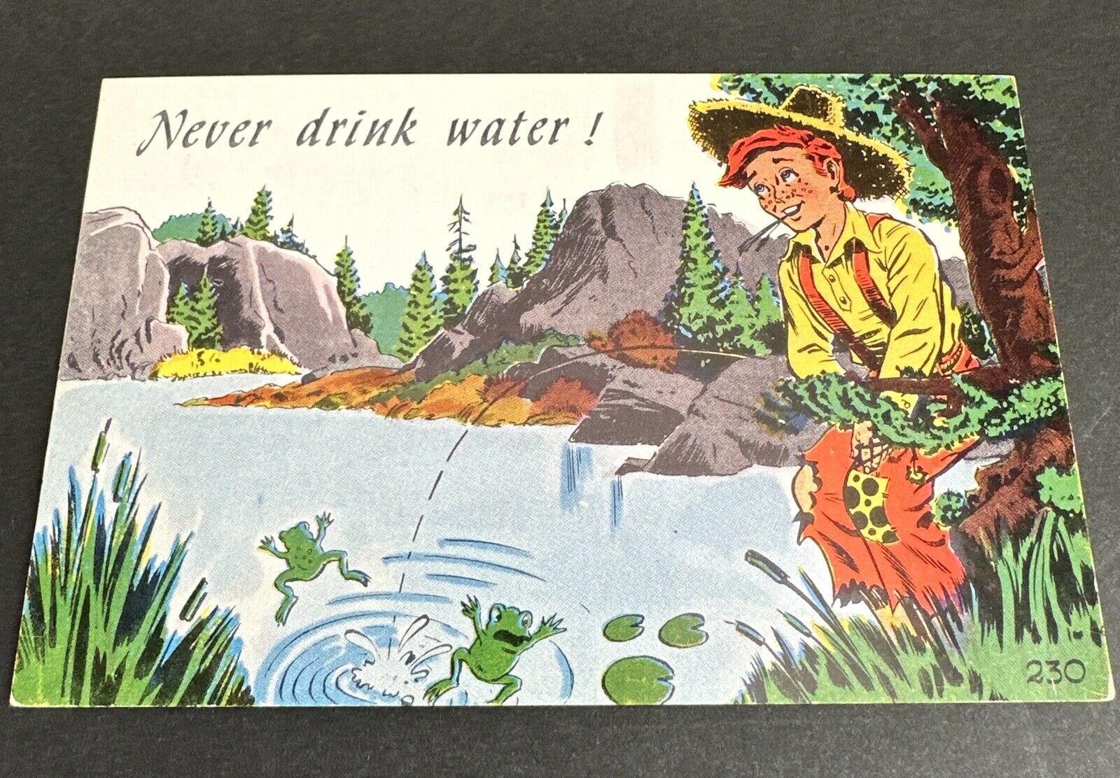 Vintage Postcard: Never drink water  Comicard by Clem ~ Unposted
